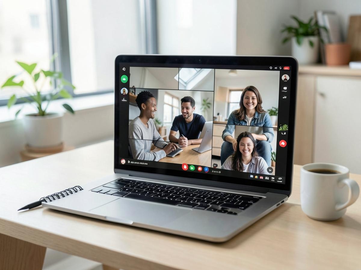 Lekcja językowa online na ekranie laptopa